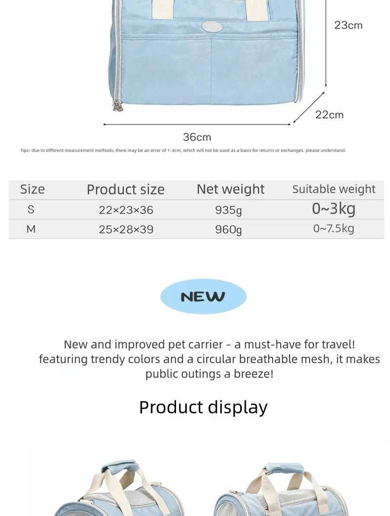 Pet Carrier Dog Travel Bags Airline Approved Transport For Small Dogs Cats Outgoing Cats Carrier Bag Travel Breathable Transport