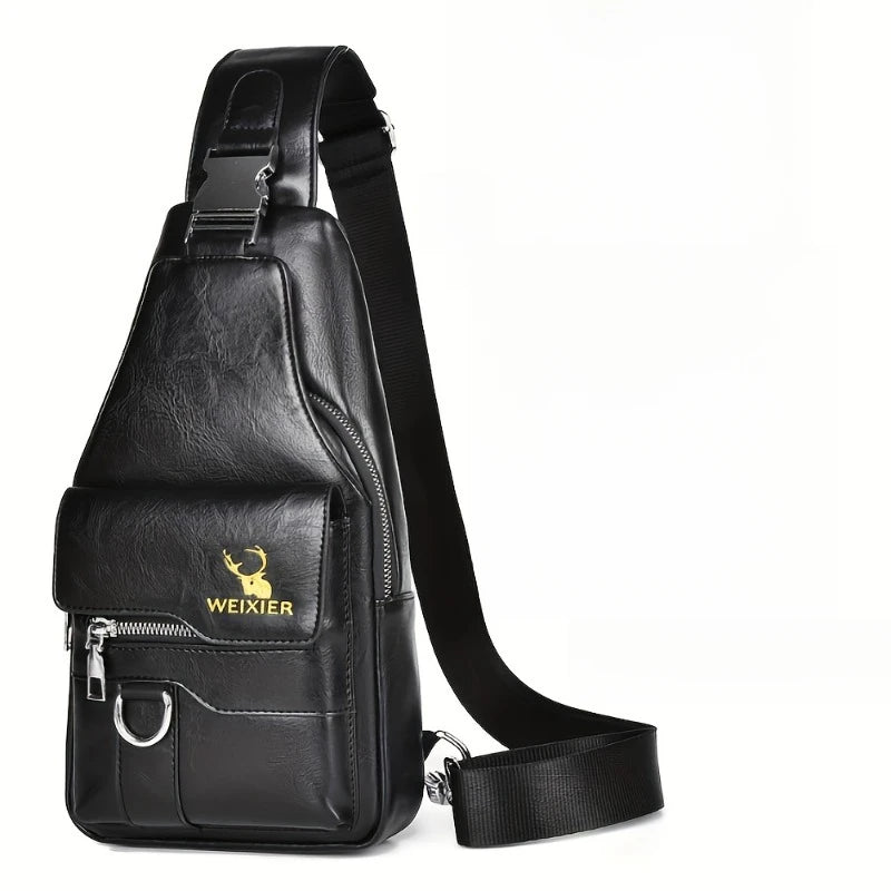 Vintage Waterproof PU Leather Crossbody Bag – Large Capacity Travel Chest & Shoulder Bag