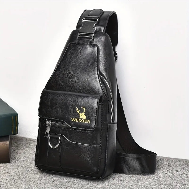Vintage Waterproof PU Leather Crossbody Bag – Large Capacity Travel Chest & Shoulder Bag