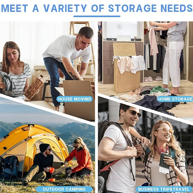 Travel storage bag set, for business trips, travels, dormitories, saves space, vacuum travel storage bag for home organization