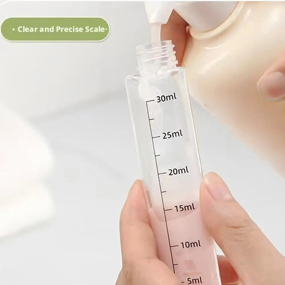 Travel Toiletry Dispenser Bottle 4 in 1 Refillable Leakproof Organizer for Shampoo Shower Gel Sunscreen and Skin Care