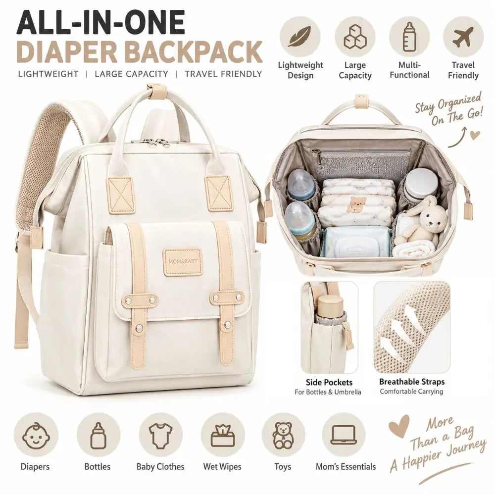 Large Premium Capacity Baby Diaper Bags Multi-Compartment Lightweight Mom Backpack Waterproof Backpack for Mom