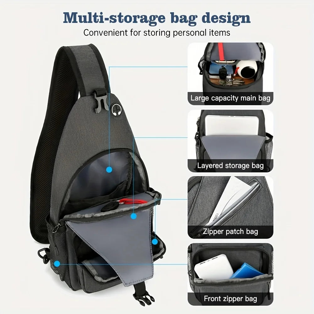 Waterproof Crossbody Sling Bag for Men & Women – Large Capacity Travel Chest Shoulder Bag
