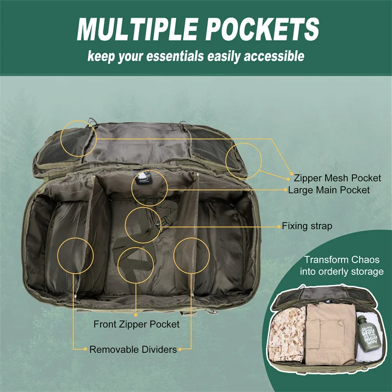30L 45L 80L MOLLE Tactical Backpack – Large Capacity Hiking, Camping & Travel Bag