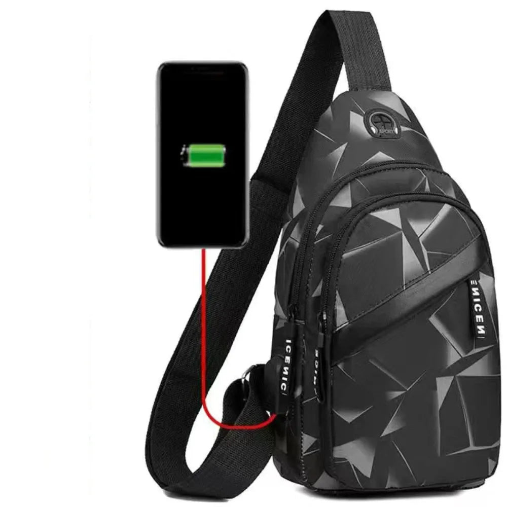 Men’s Oxford Cloth Sling Crossbody Bag – Large Capacity Travel Chest Shoulder Bag