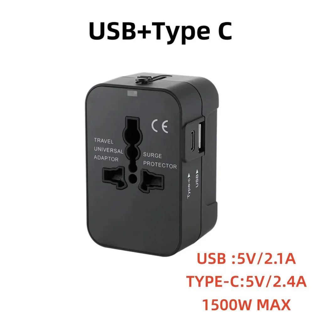 Universal Travel Adapter with USB | EU US UK AU Plug Converter